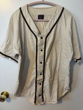 Vintage Galt Sand Men’s Cream Baseball Jersey Black Trim Size Medium 90s Y2K